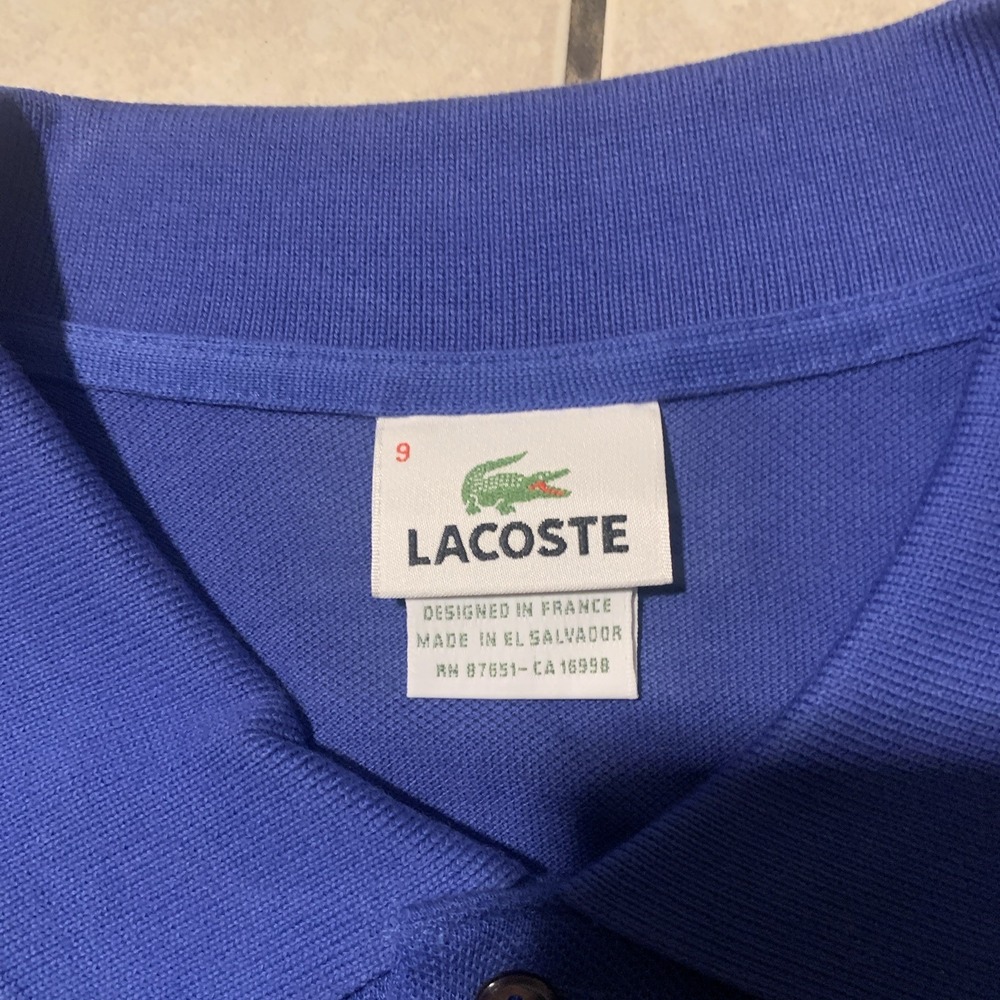 Lacoste Men's 9 4XL Blue Short Sleeve Golf Polo Shirt - Picture 3 of 3